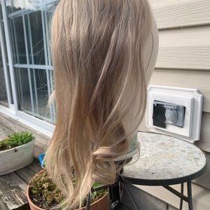 Beautiful human hair topper, ash blond highlights